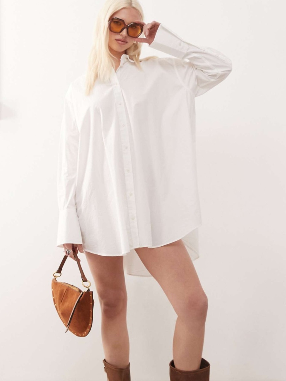 Weekday White Button-Down Oversized Shirt